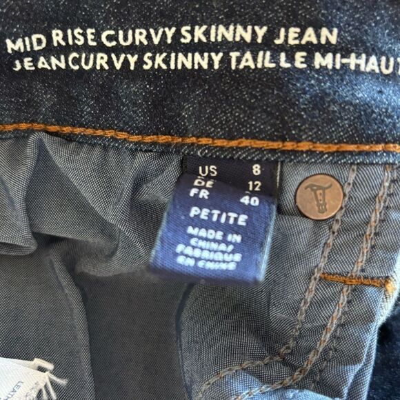 LANDS END Jeans Dark Wash Mid Rise Curvy‎ Skinny Size 8 Petite - Picture 9 of 10